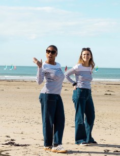 Marinière Femme Blanche Cherbourgeoise à l'intérieur 100% coton