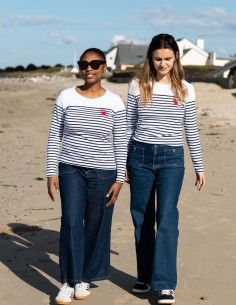 Marinière Femme Blanche Cotentinoise à l'intérieur 100% coton