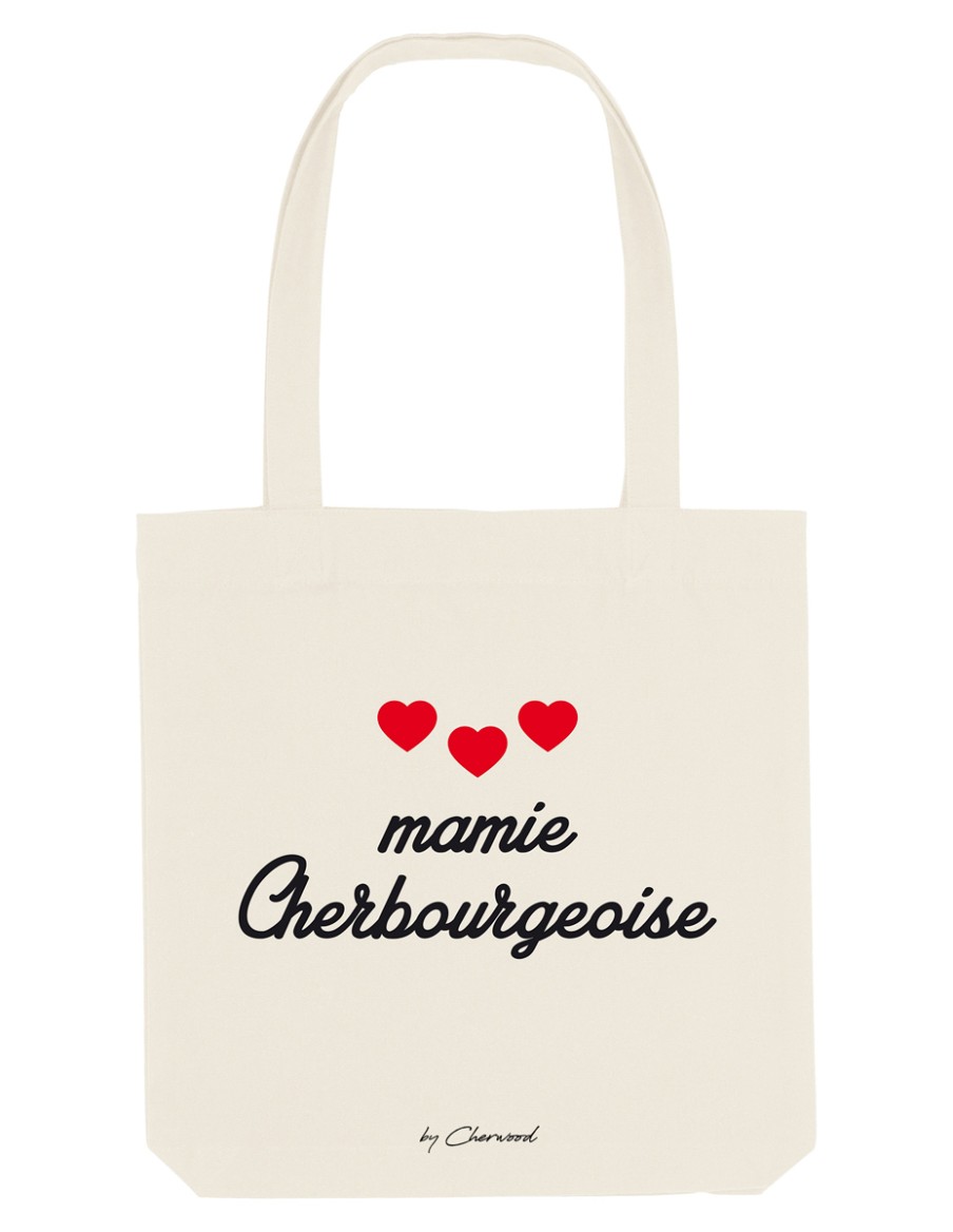 Sac Tote Bag Mamie Cherbourgeoise cœurs • Fête des Grand-Mères • Cherwood
