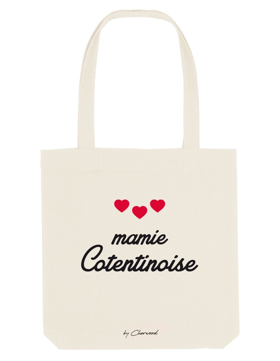 Tote Bag Mamie Cotentinoise cœurs • Fête des Grand-Mères • Cherwood