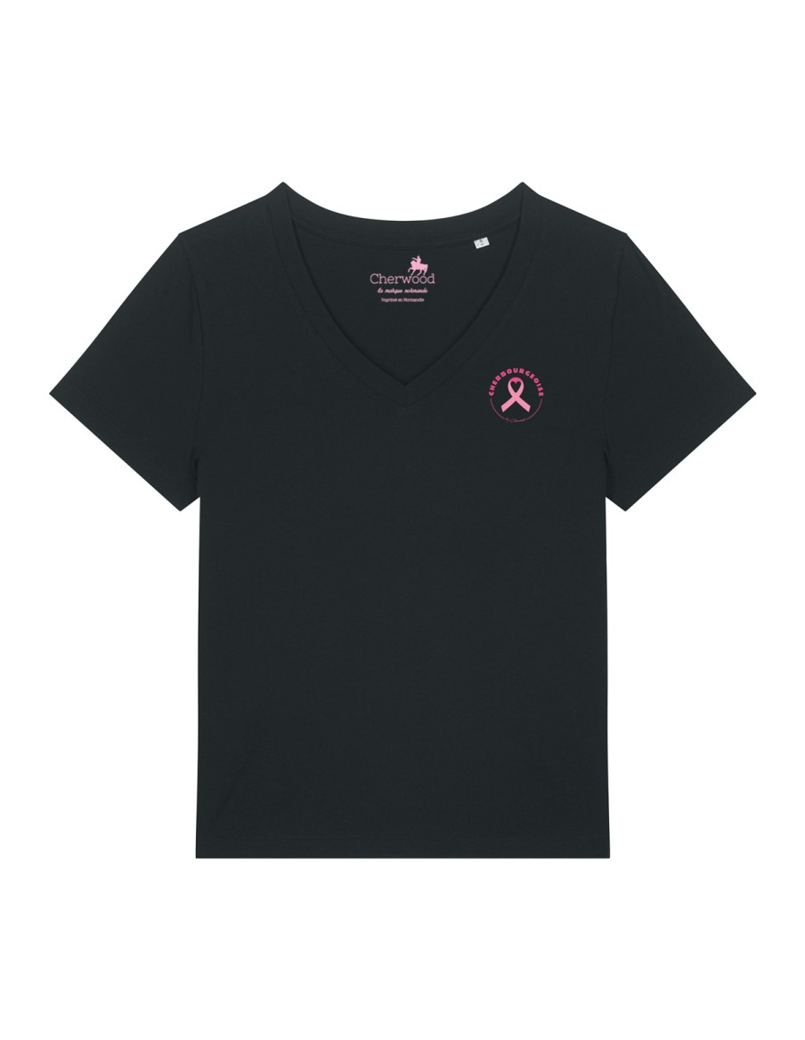 Octobre Rose T-shirt Femme col V Cherbourgeoise • Octobre Rose • Cherwood
