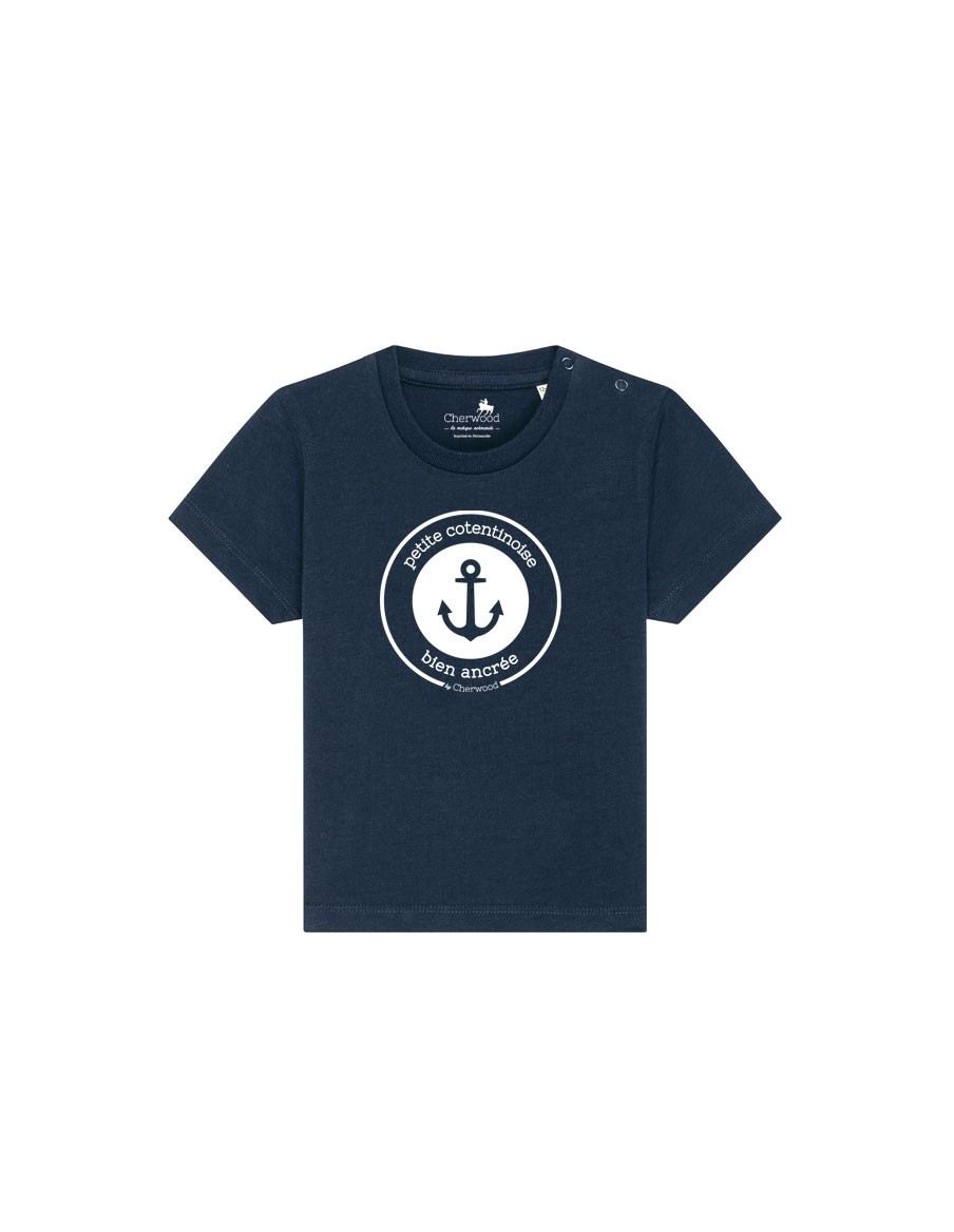 T-shirt Bébé fille petite Cotentinoise bien ancrée navy