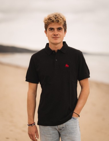 Polo brodé noir