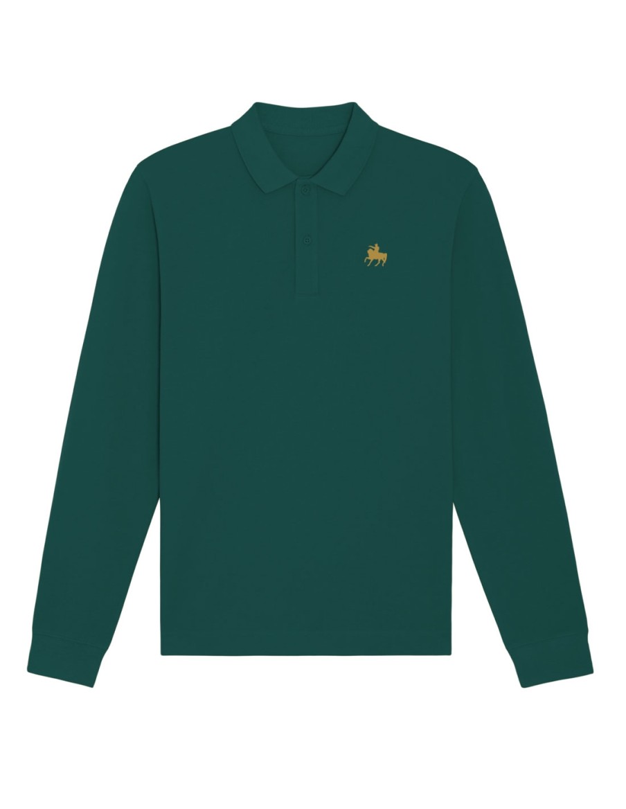 Polo à manches longues Vert Glazed Homme Brodé • Outlet • Cherwood