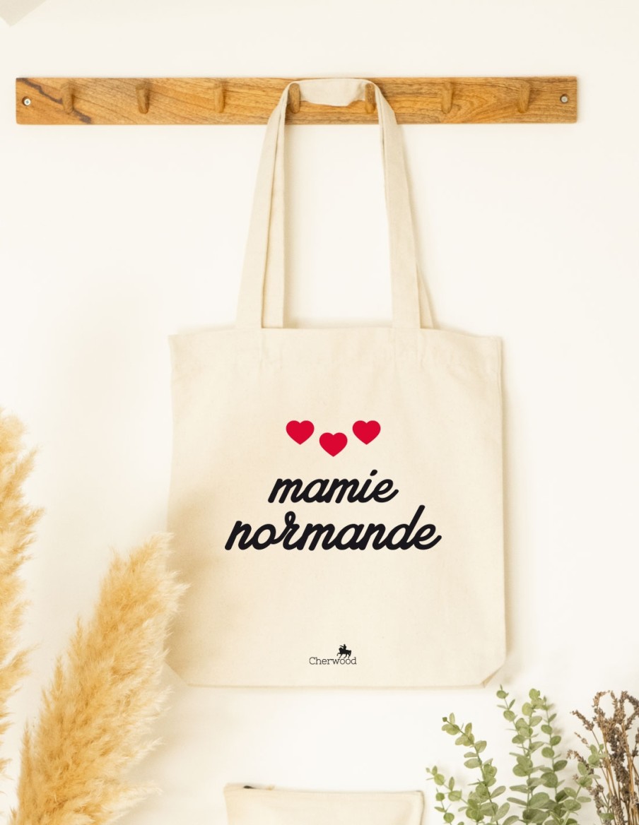 Tote Bag Mamie Normande cœurs • Fête des Grand-Mères • Cherwood