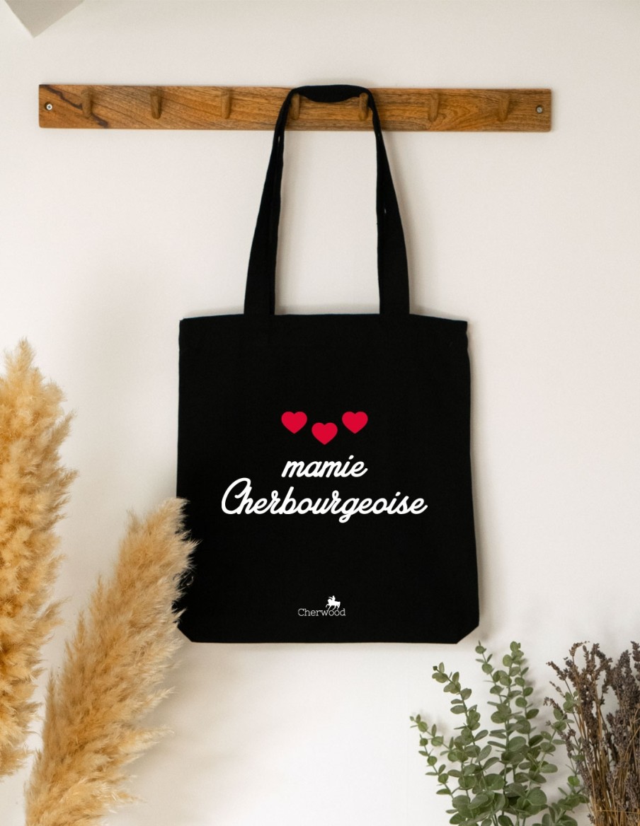 Sac Tote Bag Mamie Cherbourgeoise cœurs • Fête des Grand-Mères • Cherwood