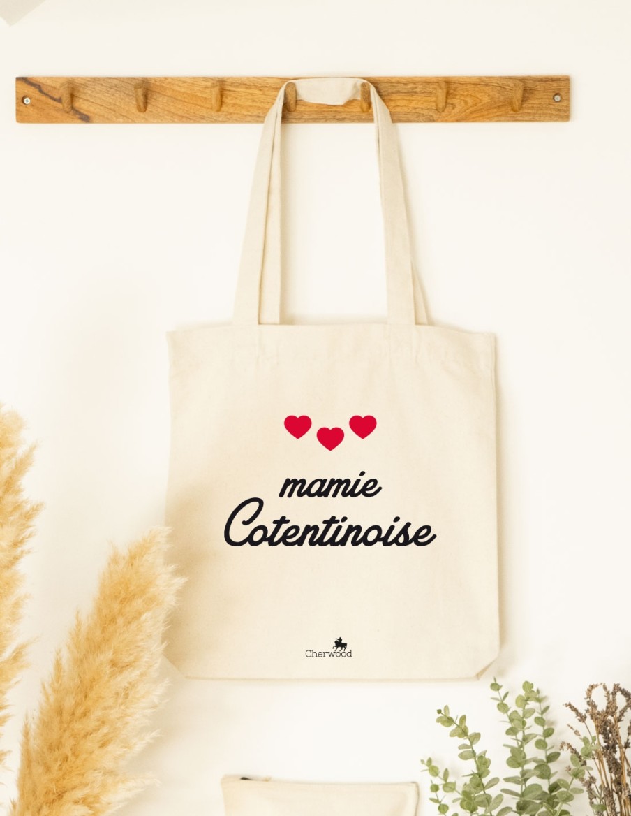 Tote Bag Mamie Cotentinoise cœurs • Fête des Grand-Mères • Cherwood