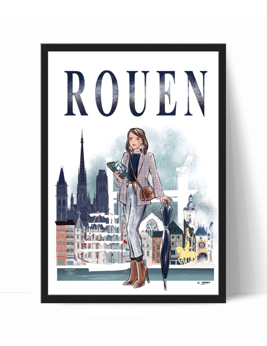 Affiche Rouen by AC Larroque Illustrations 30 X 40 cm • Papeterie • Cherwood