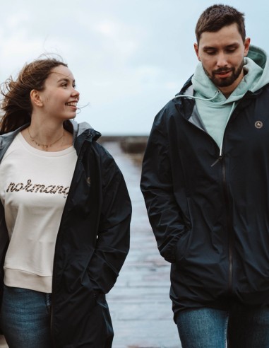 Veste de pluie imperméable avec capuche marinière pour femme