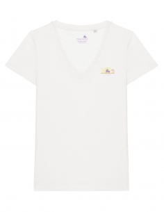 T-shirt Femme col V Blanc Napo Sunset