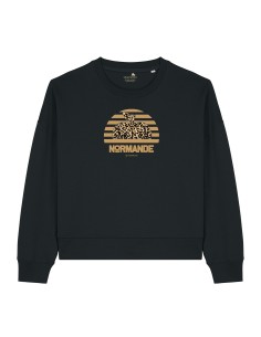 Sweat Femme Noir Normande Proud Léopard en coton biologique by Cherwood