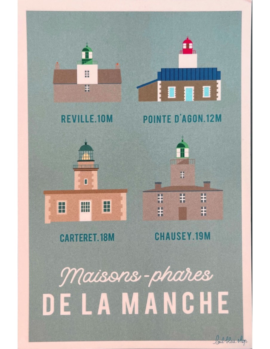 Carte Postale Maisons des Phares de la Manche • Accessoires • Cherwood