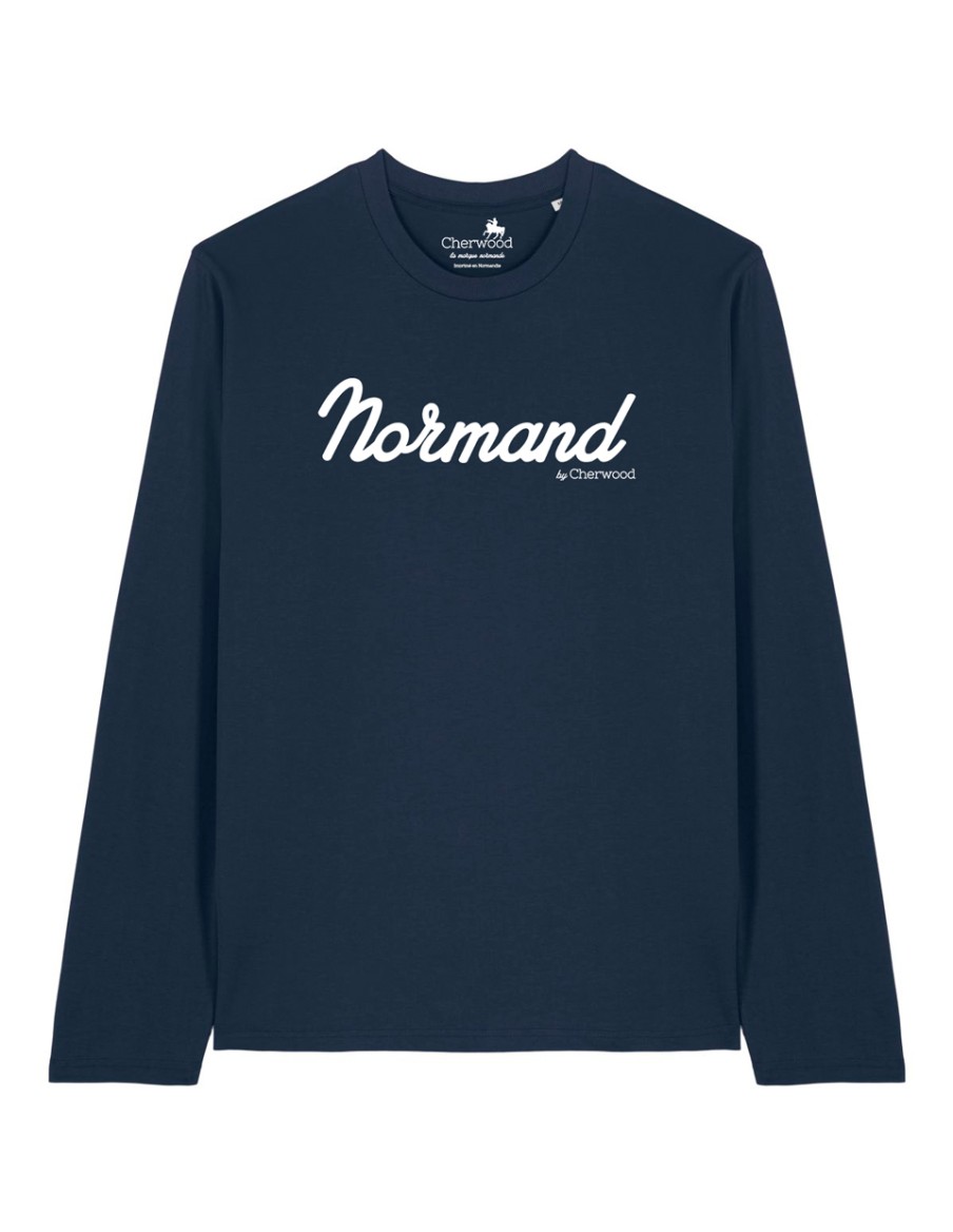 T-shirt mixte manches longues Navy Normand • T-shirts • Cherwood
