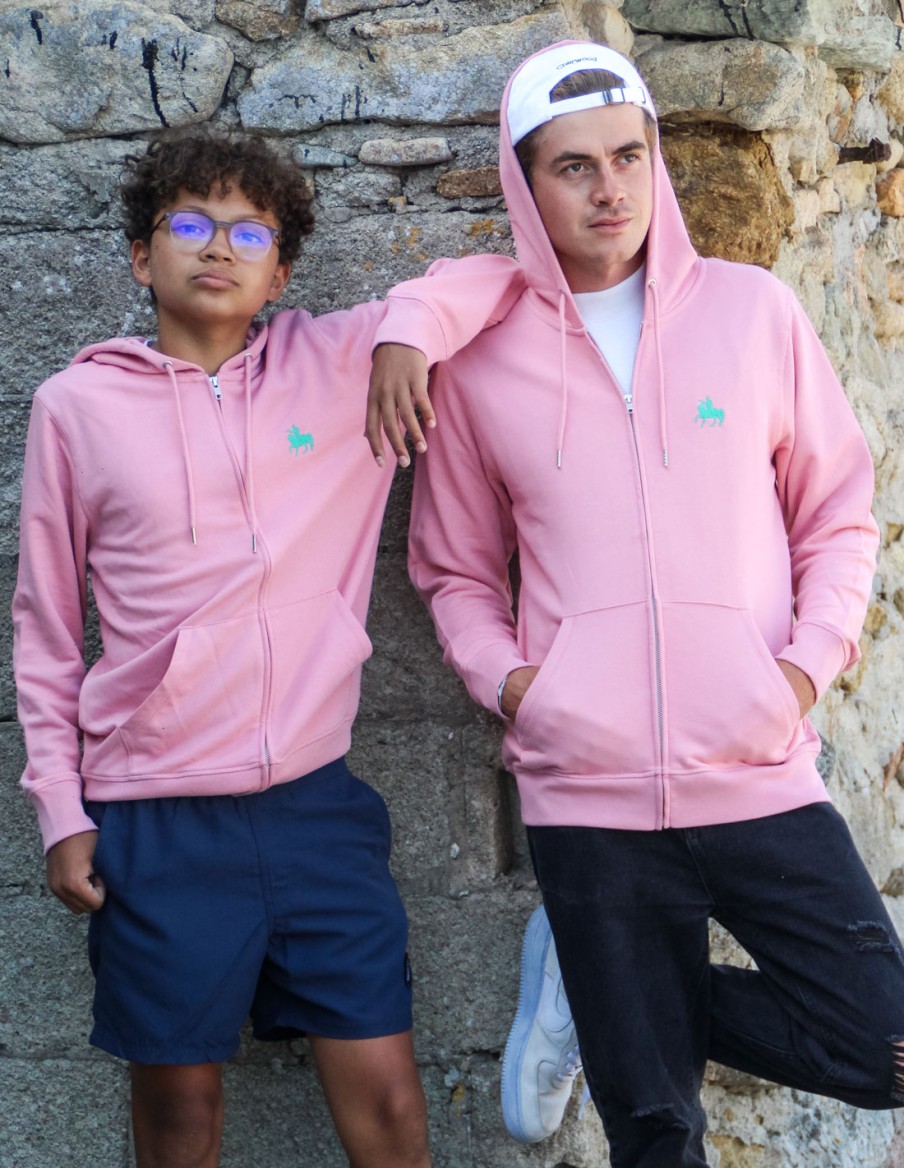 Hoodie Mixte Zippé Rose Napo • Homme • Cherwood